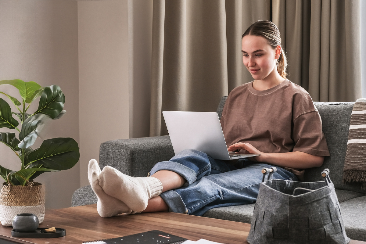 A woman working from home in Texas.