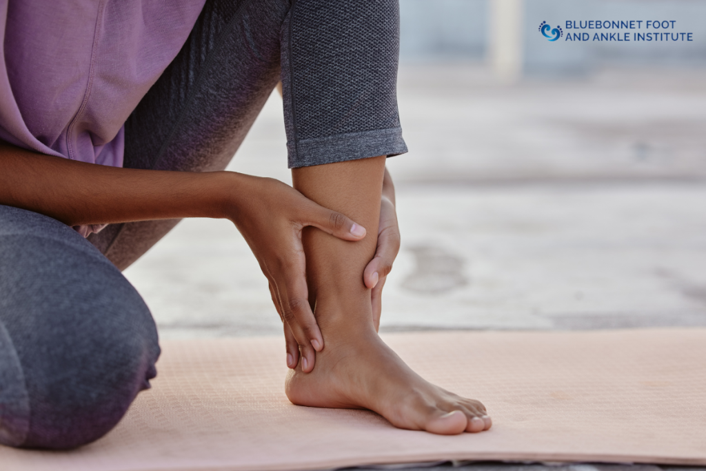 A woman with pain in her foot and ankle caused by arthritis in Texas.